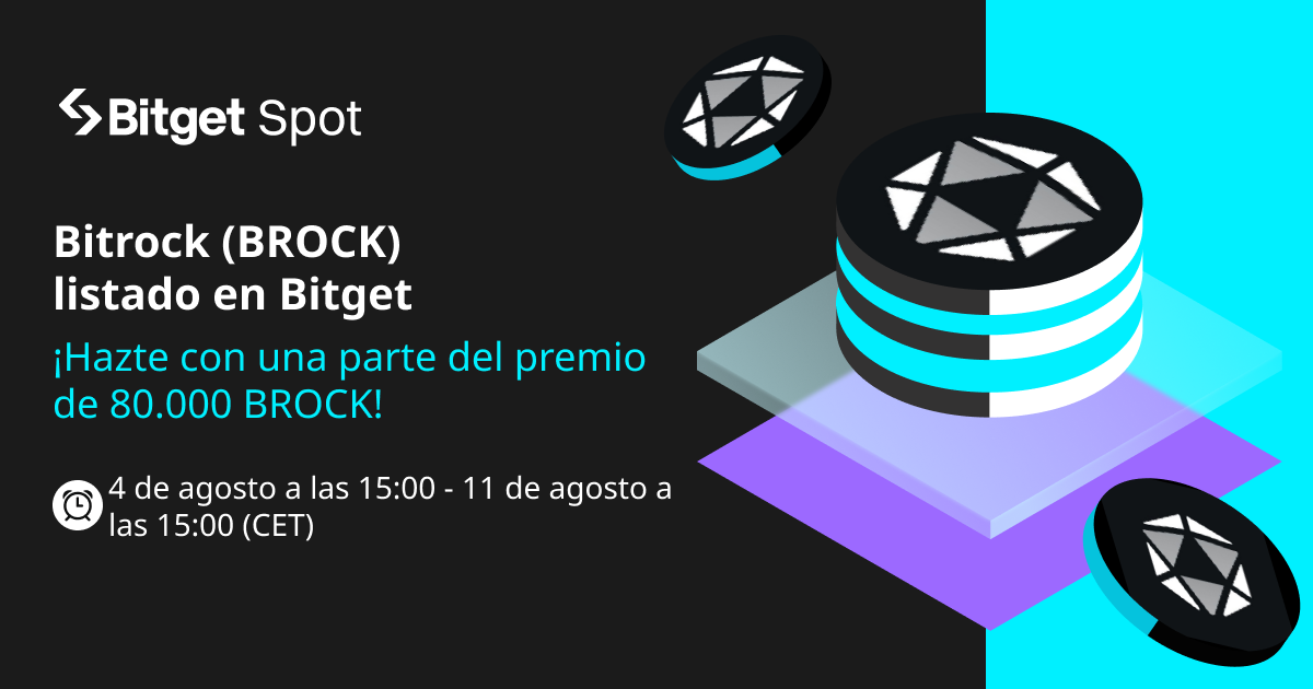 Bitrock (BROCK) listado en Bitget. ¡Ven y hazte con una parte de 80.000 BROCK! image 0