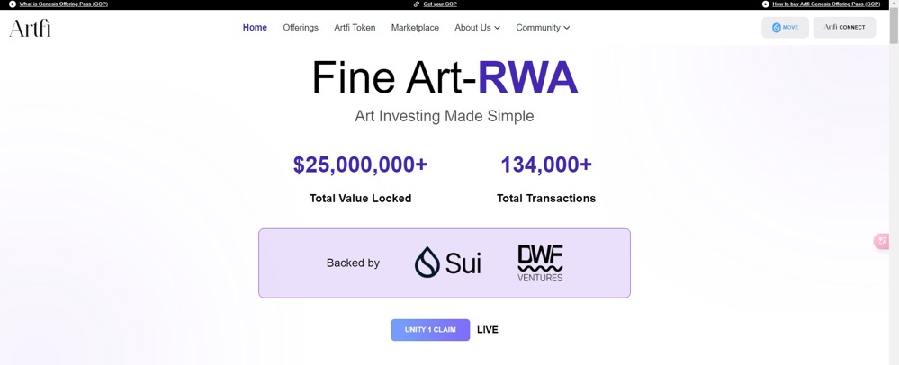 RWA plate cutting-edge Artfi (ARTFI) market investment and research analysis