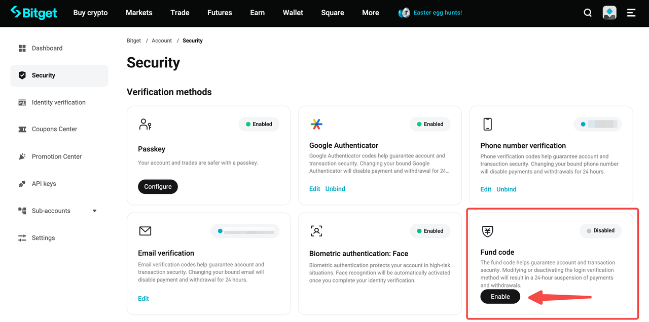How to Enable Fund Code for Bitget P2P?