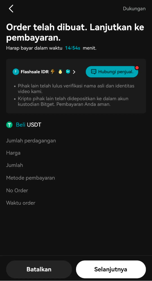 Cara Membeli USDT melalui P2P Bitget (Aplikasi) image 5