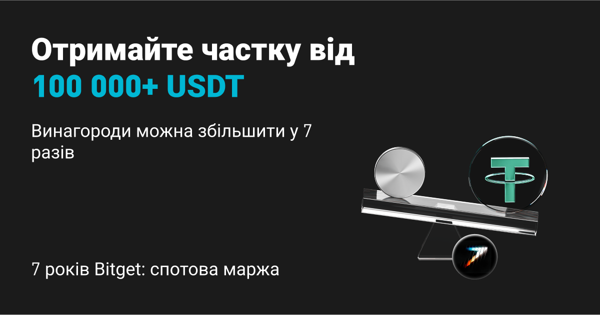 Сьома річниця Bitget: промоакція зі спотової маржі, вигравайте 100 000+ USDT і бонуси до 7x! image 0