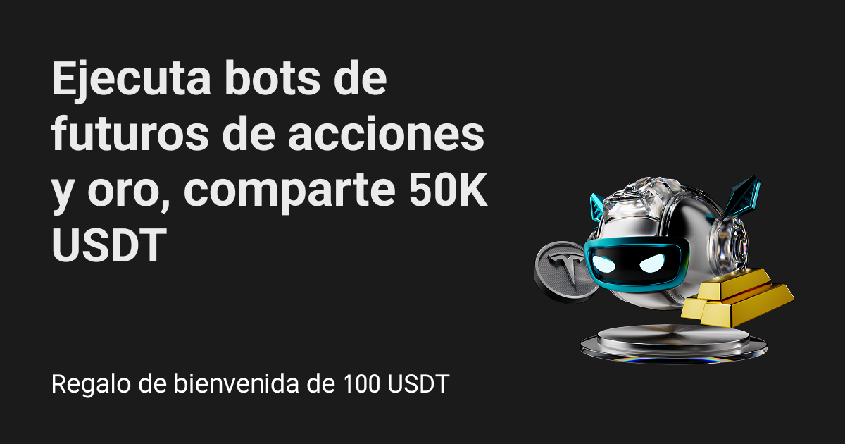 Usa bots de trading de futuros de acciones y oro y comparte 50K USDT