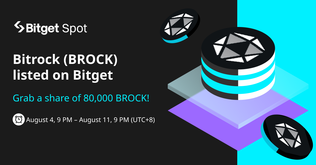 Bitrock (BROCK) listed on Bitget. Come and grab a share of 80,000 BROCK ! image 0