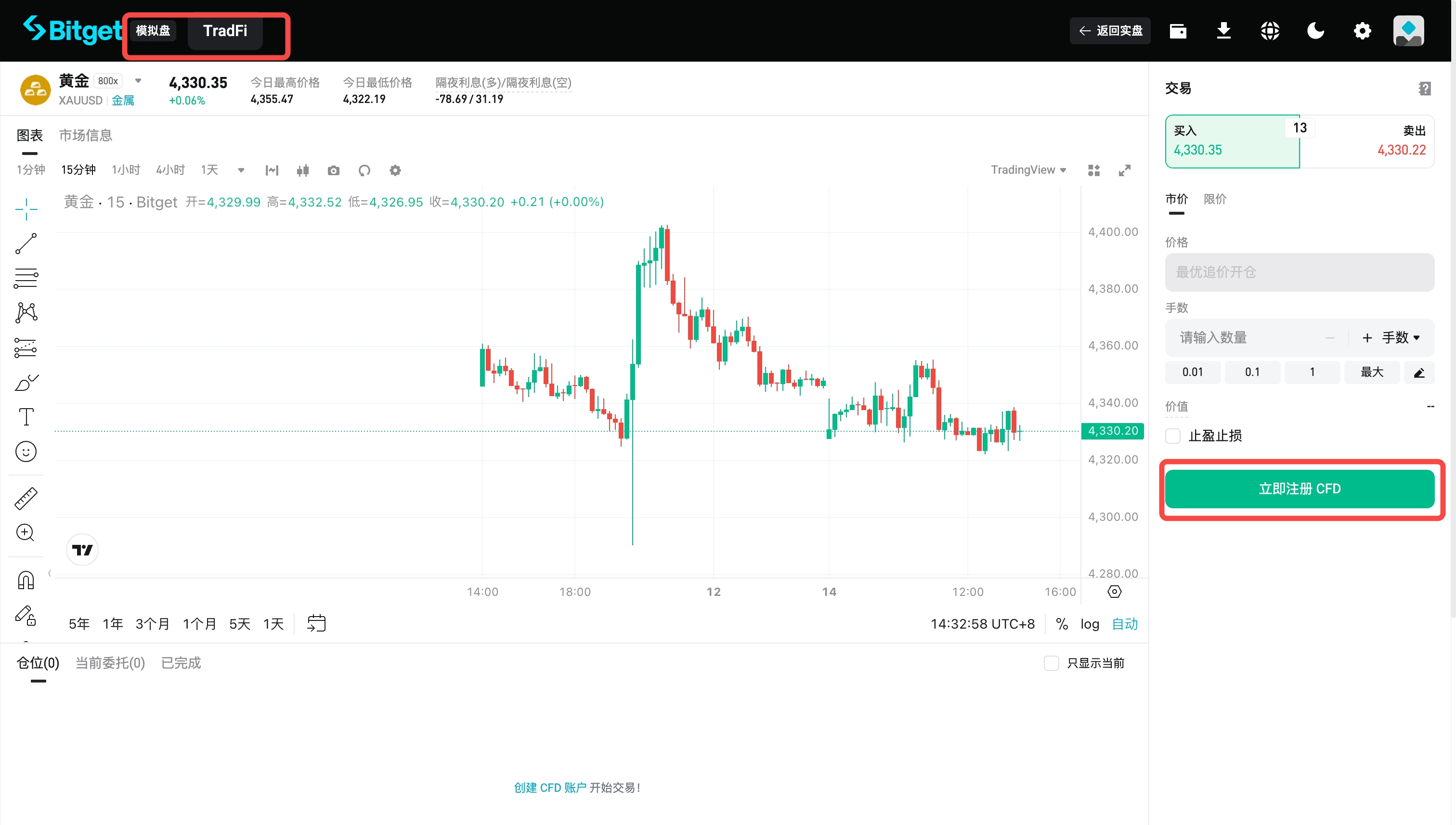 Bitget CFD 模擬帳戶操作指南