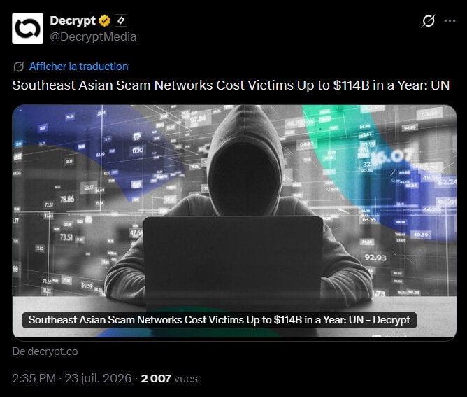 Crypto, IA, esclavage : L’ONU dévoile un empire criminel à 114 milliards de dollars image 1