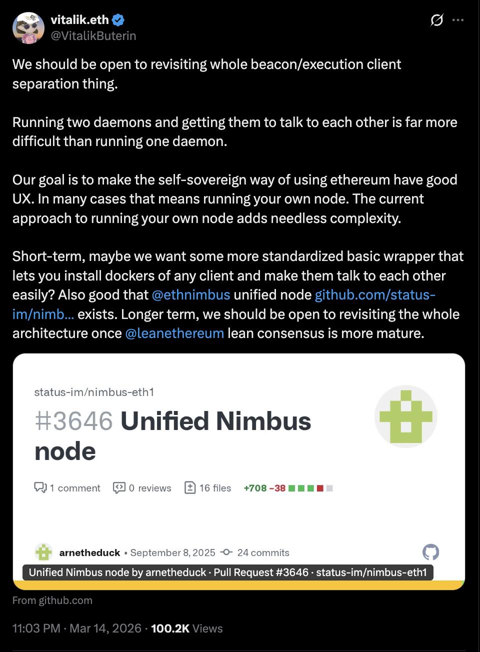 Vitalik Buterin wirbt für ein Update zur Vereinfachung der Ethereum Node-Software image 0