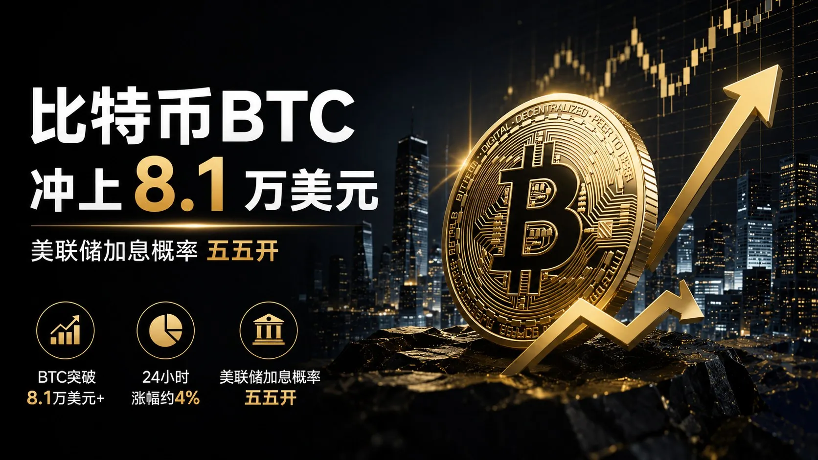 比特币 BTC 冲上 8.1 万美元,美联储加息概率五五开, 8 万美元还能守住吗? image 1