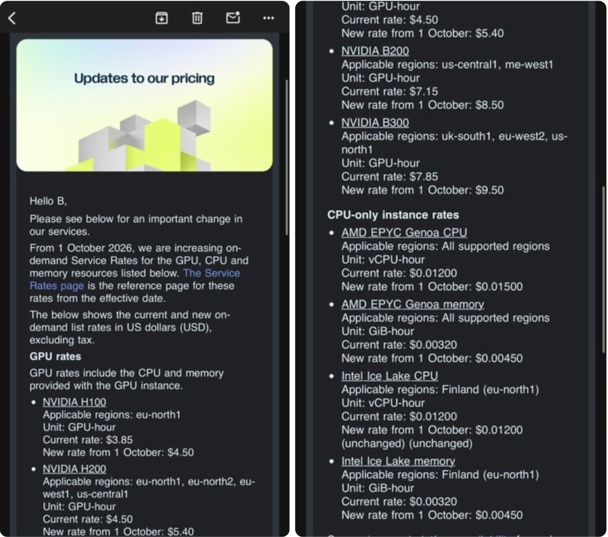 GPUクラウドサービスで価格高騰の波:Nebiusが再び20%値上げ、計算力供給側の交渉力が逆転 image 0