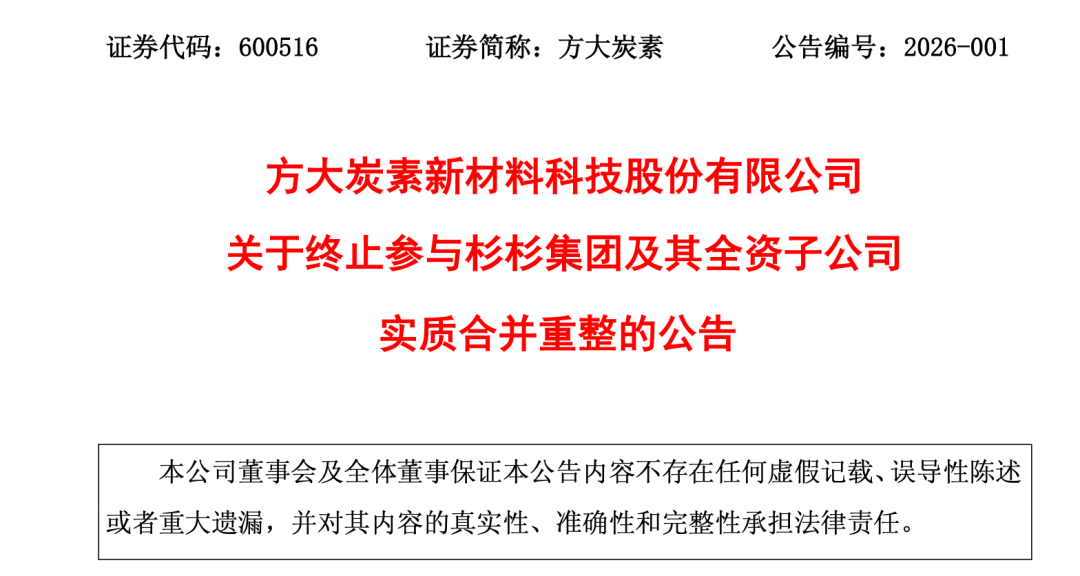 600516 kündigt an: Beendigung der Teilnahme an der Fusion und Restrukturierung der Shanshan Group image 1