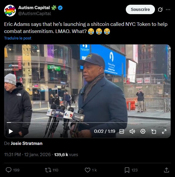 Crypto US : L’ancien maire de New York lance le NYC Token image 1