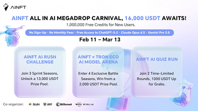 AINFT AI聚合平台“空投狂欢季”来袭：16,000 USDT奖池邀你畅玩主流AI大模型 image 2