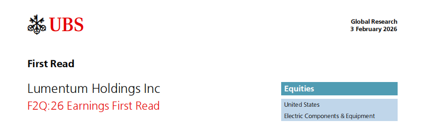 UBS Interprets Lumentum: Performance Fully Delivered, but Valuation Enters a Consolidation Period