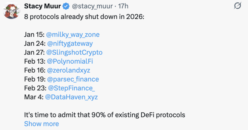 近期大量 DeFi 协议关停，它们都有一个共同点