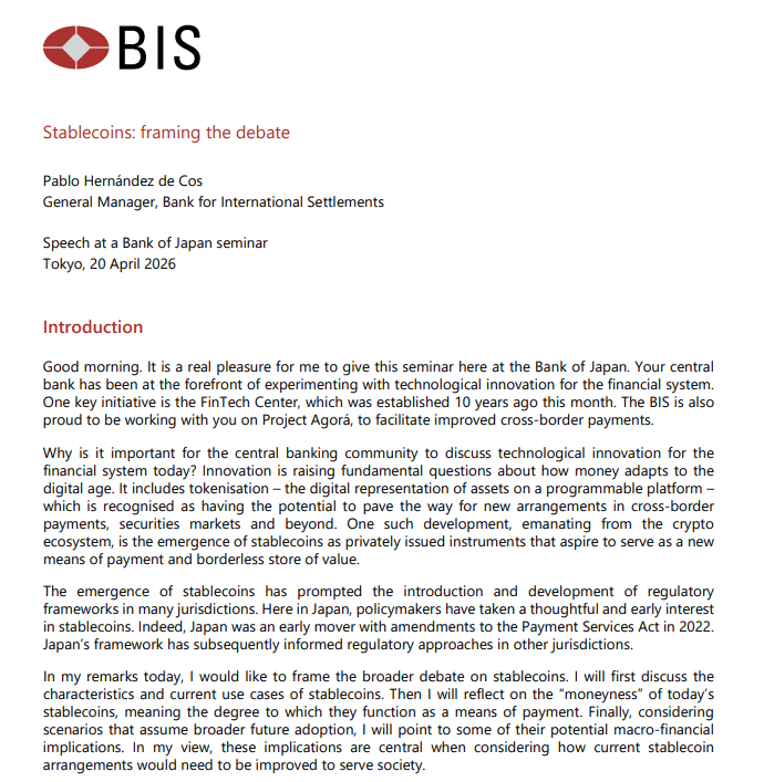 BIS warns dollar stablecoins could strain banks and policy