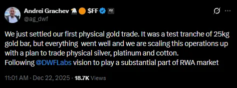 Next Crypto To Explode: DWF Labs Settled Its First Physical Gold Trade As DeepSnitch AI Investors Eye 100x Gains image 0