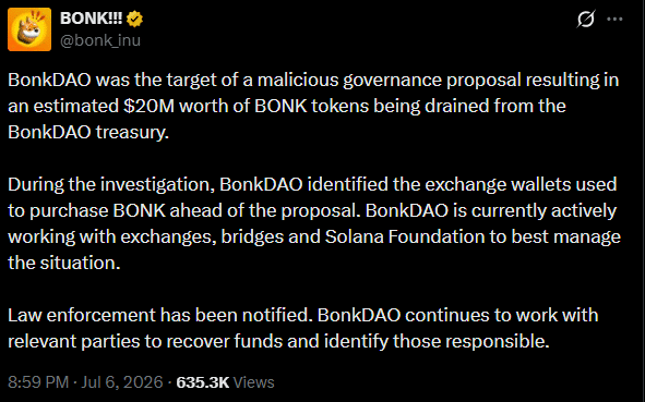 ‘Incentivize democracy’ at the cost of security? Inside Bonk’s $20M exploit image 2