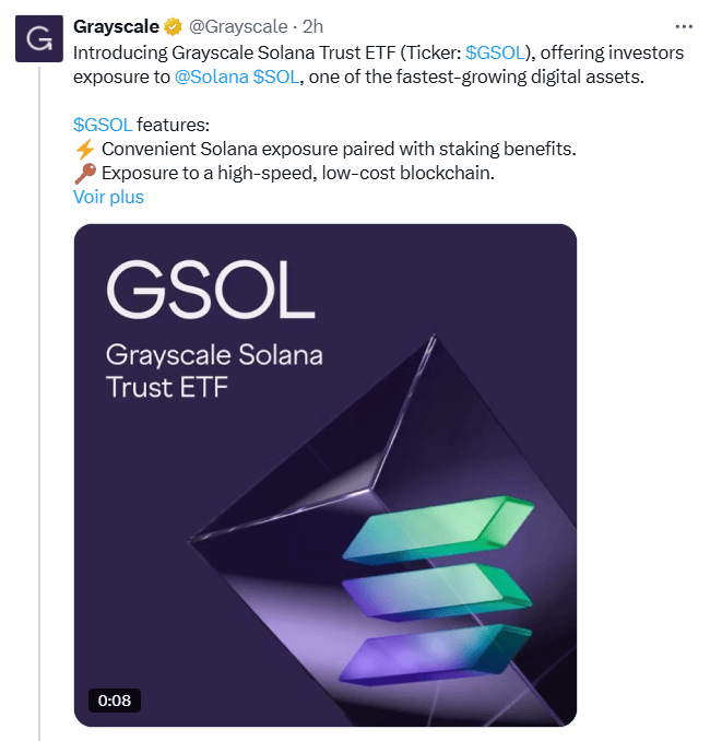 Déferlante d’ETF Solana : Grayscale lance son fonds GSOL à la bourse de New York image 1