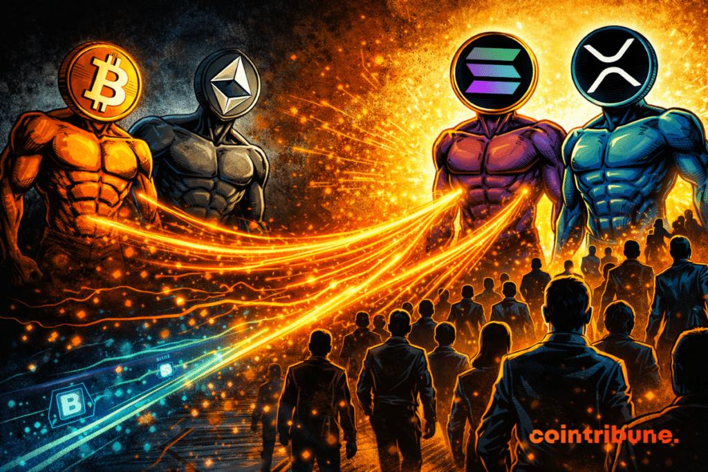 Bitcoin và Ethereum giảm giá khi Solana và XRP thu hút vốn