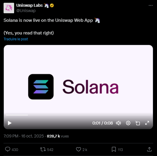 Finance décentralisée (DeFi) : Uniswap ajoute Solana à son application et ouvre la voie à 140 milliards de $ d’opportunités image 1