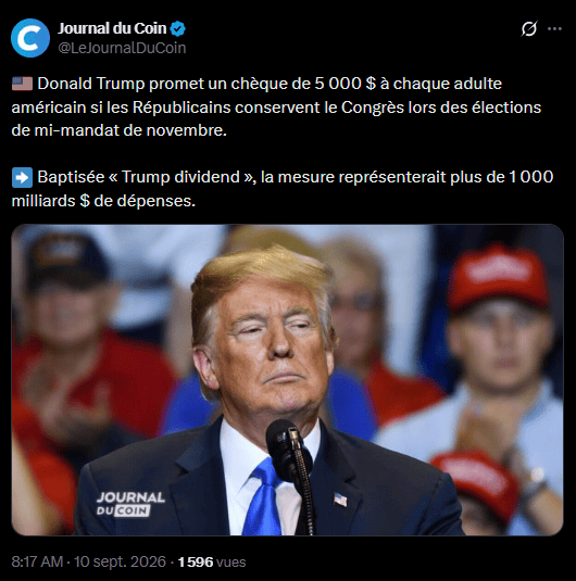 Votez Républicain, recevez 5 000 dollars : L’étrange promesse de Donald Trump