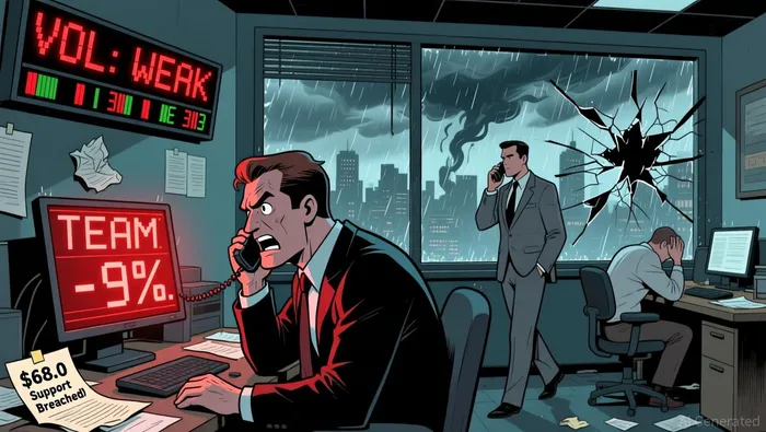 TEAM Falls 9% Without Clear Cause — Eyes on $68.00