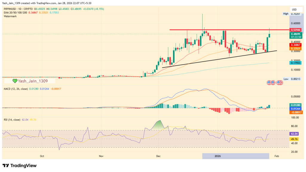 I principali guadagni cripto di oggi: PIPPIN e HYPE guidano mentre volumi e struttura si allineano image 0