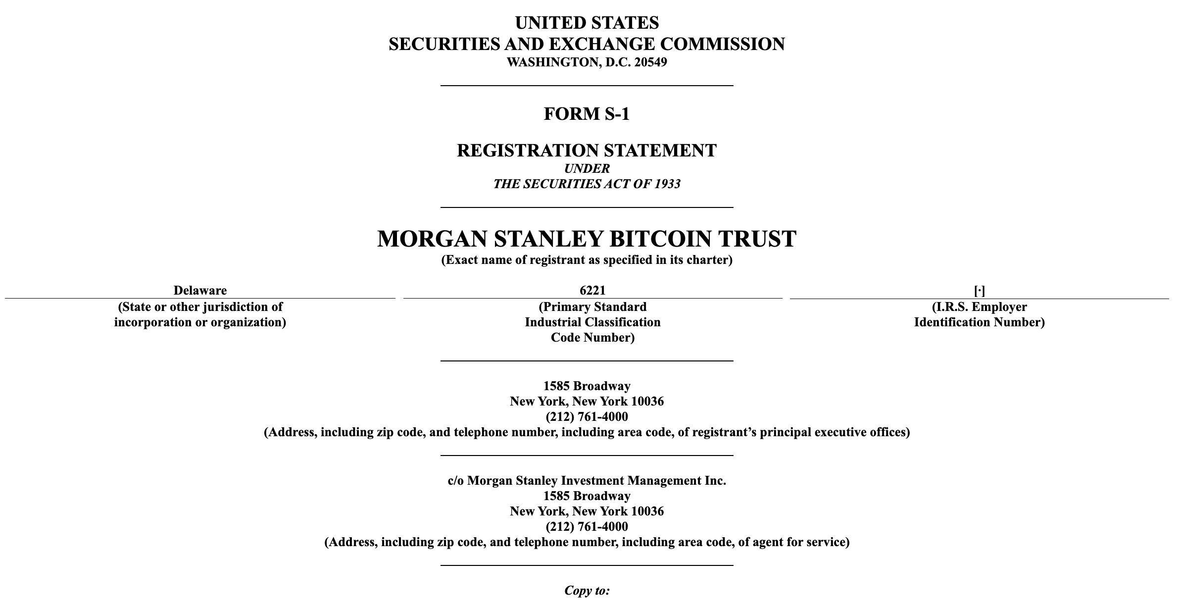 Morgan Stanley solicita ETF de Bitcoin enquanto fluxos de fundos à vista nos EUA esfriam