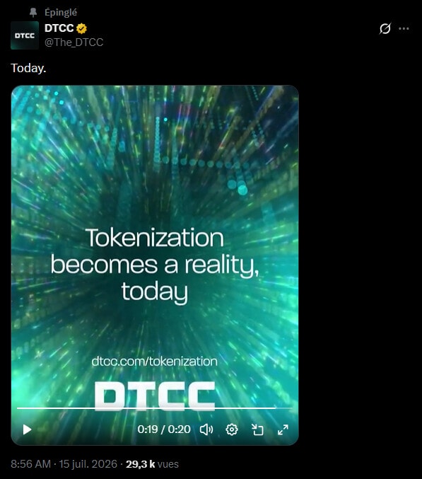 Le 15 juillet, Wall Street fait un premier pas vers la finance tokenisée