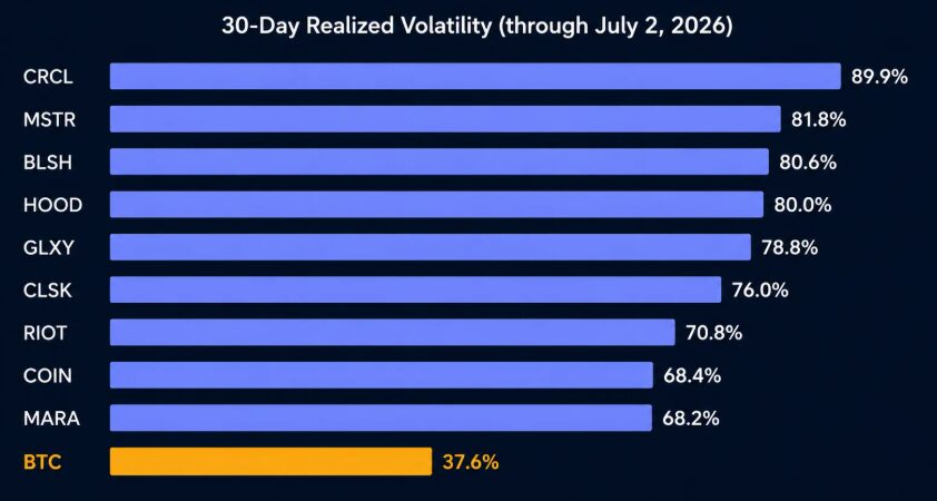 Bitcoin Was Less Volatile Than Many Crypto Stocks in 2026, Data Shows