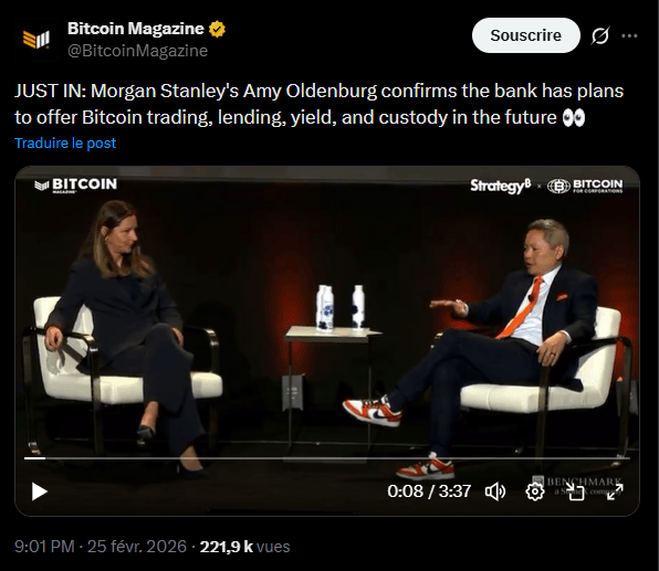 Crypto : Morgan Stanley veut proposer le trading et la garde de Bitcoin image 1