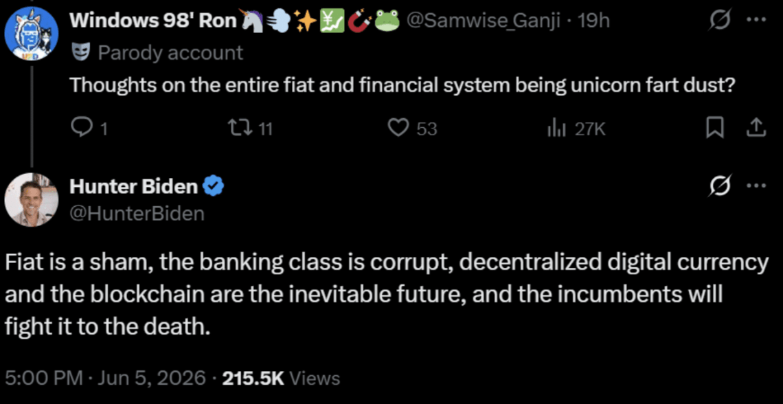 Hunter Biden công khai ủng hộ Bitcoin, khẳng định blockchain là tương lai image 3