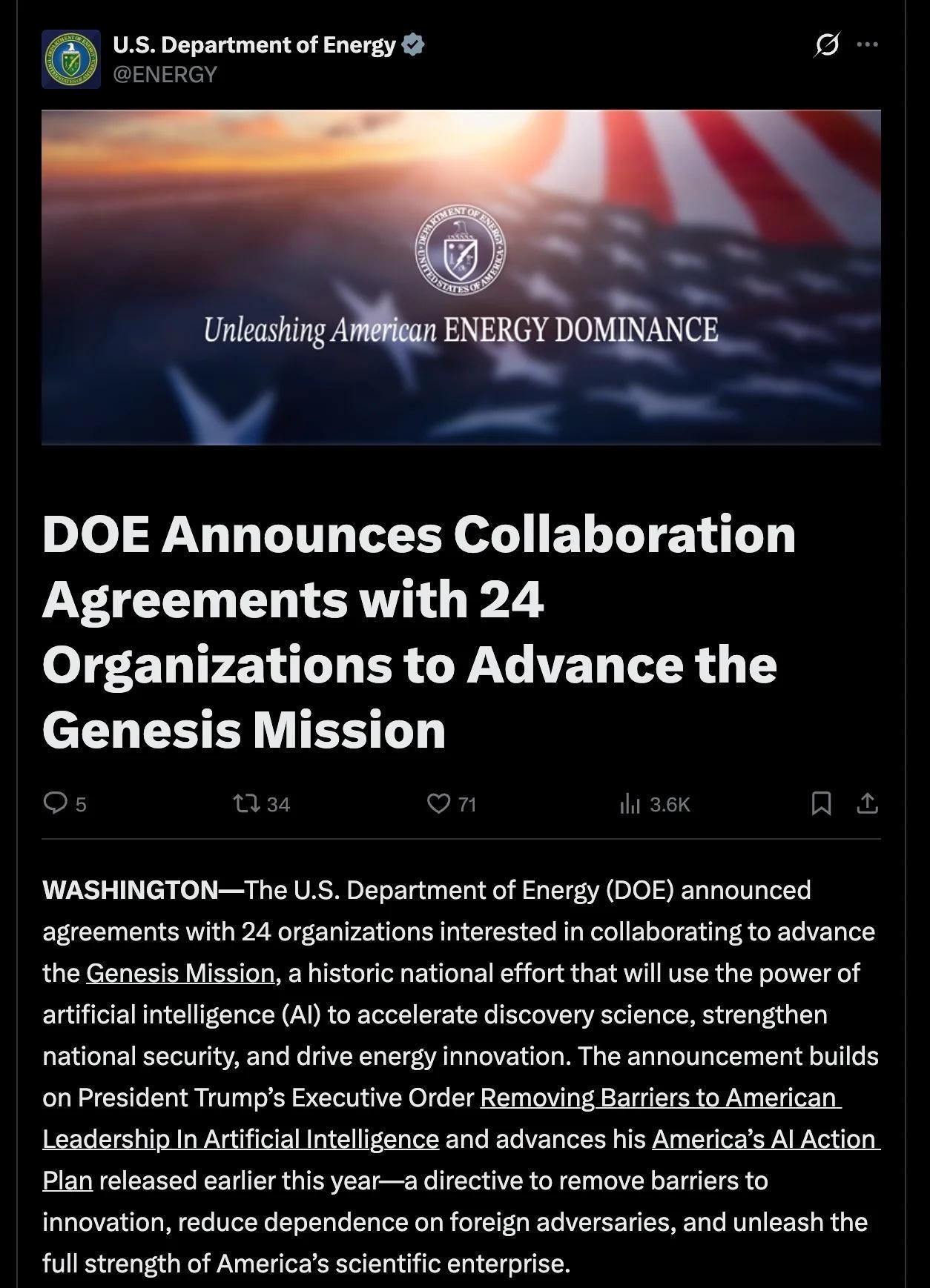 昨夜今晨 | 纳指涨超1%,美光涨超10%,DJT涨近42%;周受资内部信曝TikTok美国方案;美国能源部宣布24家公司加入AI“创世纪计划” image 3