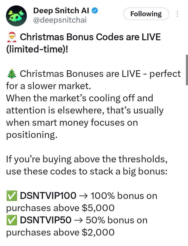 Best Crypto Presale to Buy in December: DeepSnitch AI’s Clear Utility And 100X Stands Out, US Senate Appoints New CFTC Chair image 0