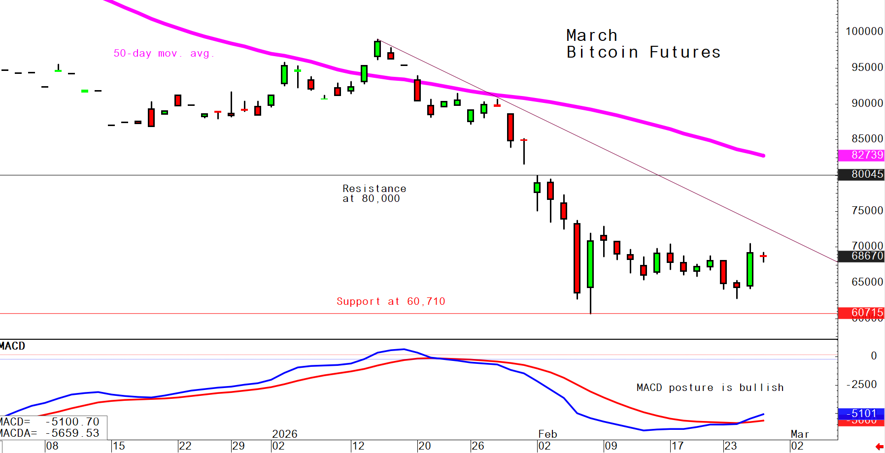 Bitcoin Feb. 26 daily chart alert - Bullish MACD crossover signal image 0