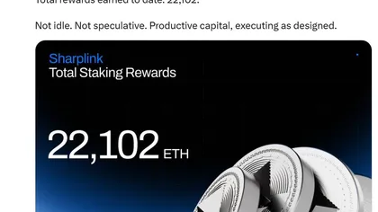 Sharplink buys ETH after 8-month pause as token hits 2026 low
