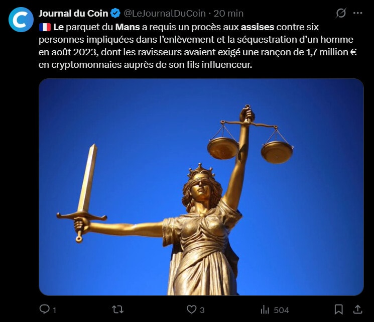 Séquestrations et crypto : Le parquet du Mans demande un procès aux assises pour un réseau criminel image 1