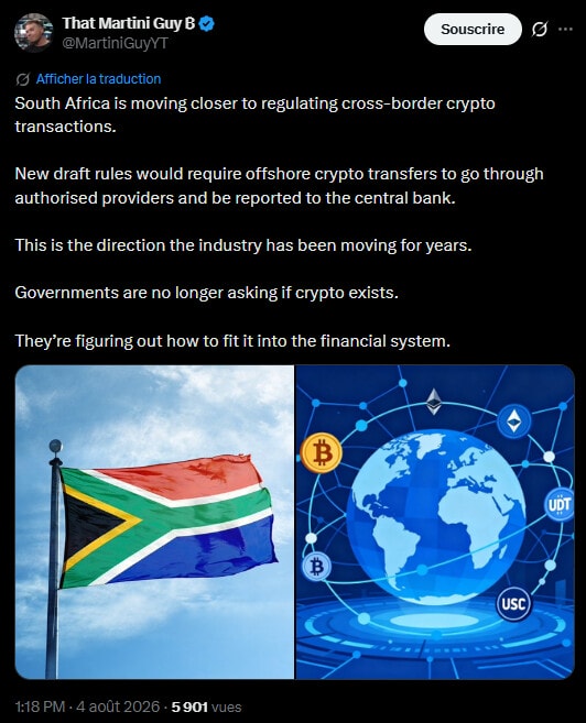 Crypto : L’Afrique du Sud veut contrôler les retraits vers les wallets privés image 1