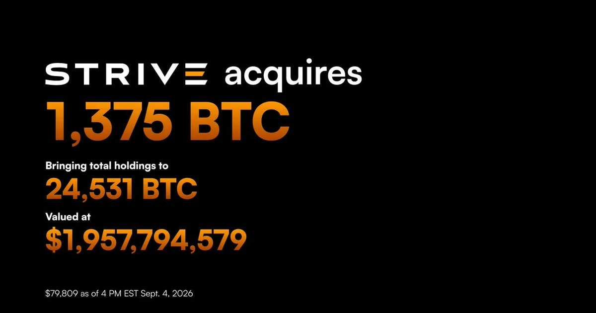 ストライブ、1375BTCを追加購入し保有2.4万ビットコインに拡大  image 0