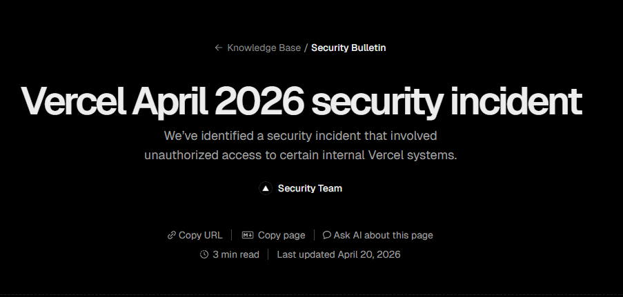 تحديث لاختراق Vercel Crypto: لم تتأثر أي أموال، ومخاطر مفاتيح واجهة برمجة التطبيقات في بؤرة الاهتمام
