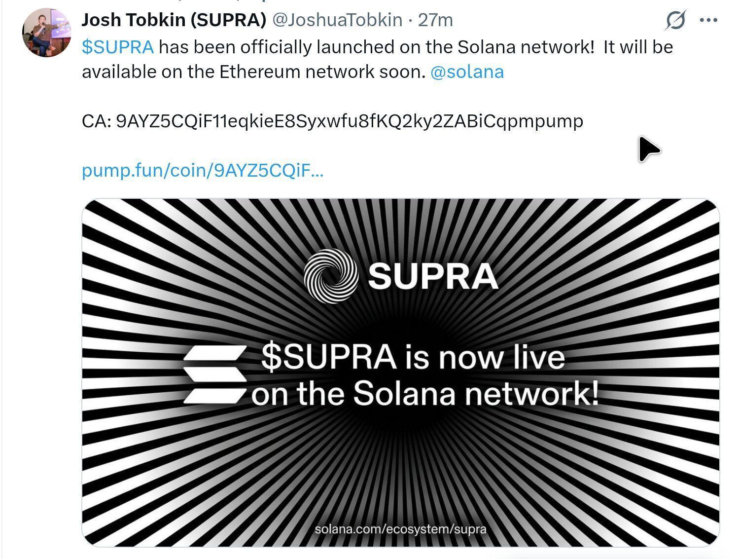 Supra Labs CEO's X Account Hacked for Fake Token Scam