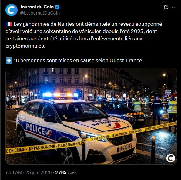 Derrière les enlèvements liés aux cryptomonnaies, un trafic de voitures volées à 2 millions d’euros image 1