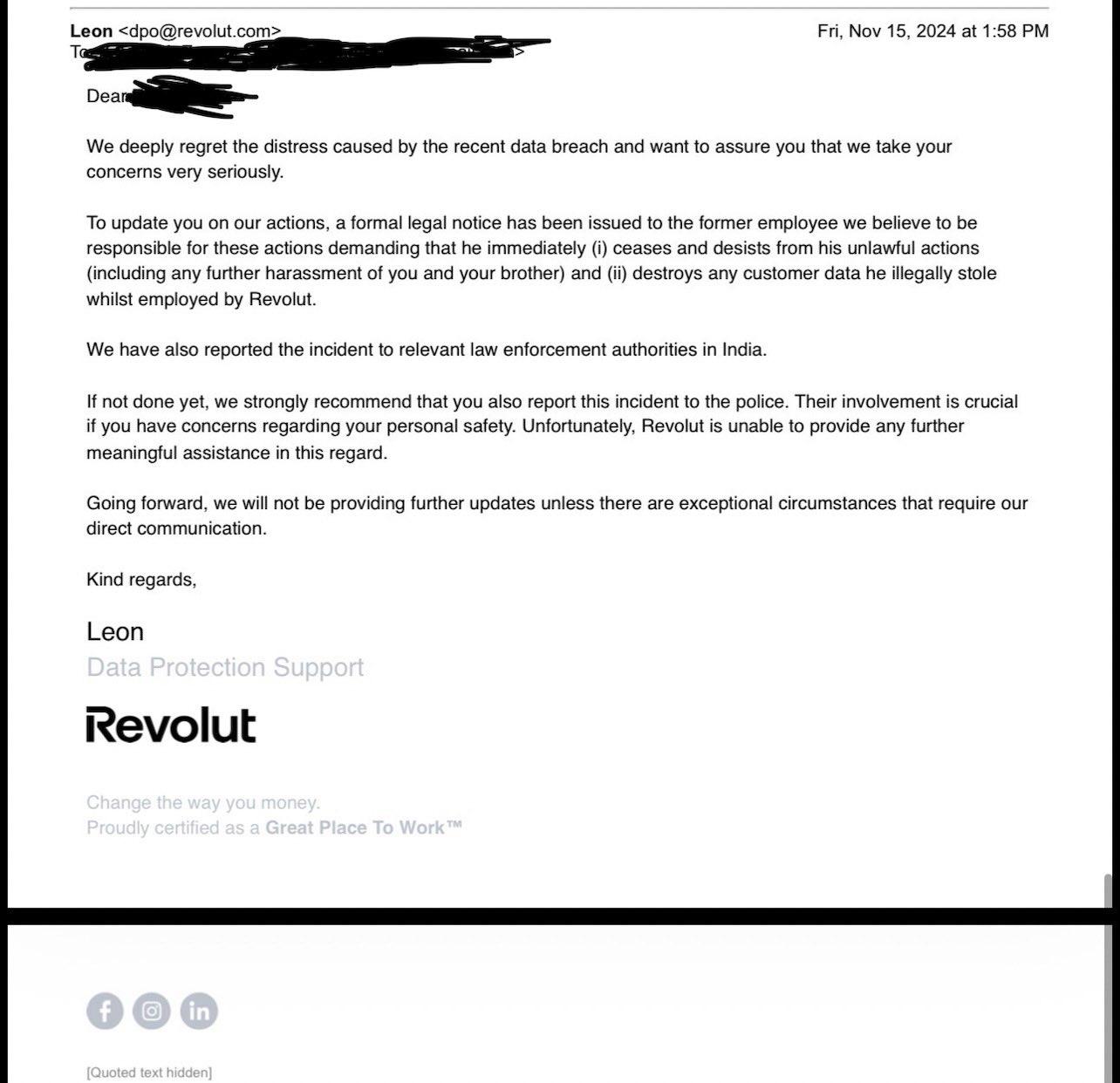 Revolut confirms ex-employee threatened to leak KYC data for crypto ransom