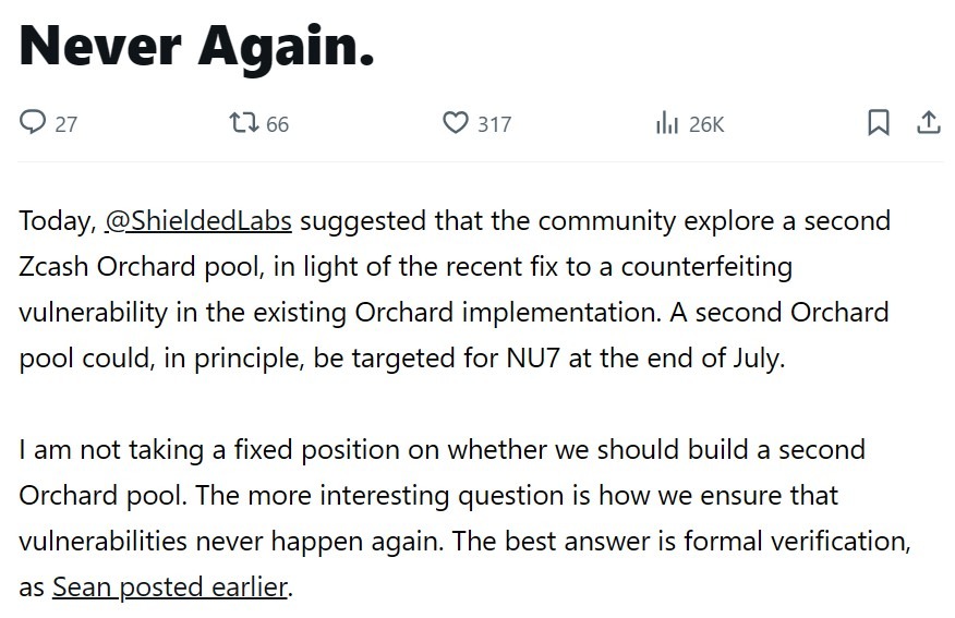 Zcash weighs new shielded pool after counterfeiting flaw