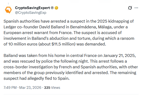 أخبار العملات الرقمية القبض على مدير تنفيذي في شركة ليدجر في عام 2025