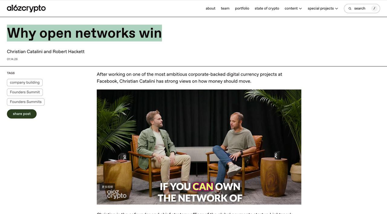 a16z访谈总结：为什么开放网络总能获胜？