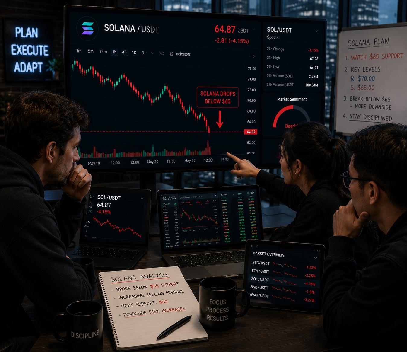 Solana slips below $65 as weak demand and bearish signals persist