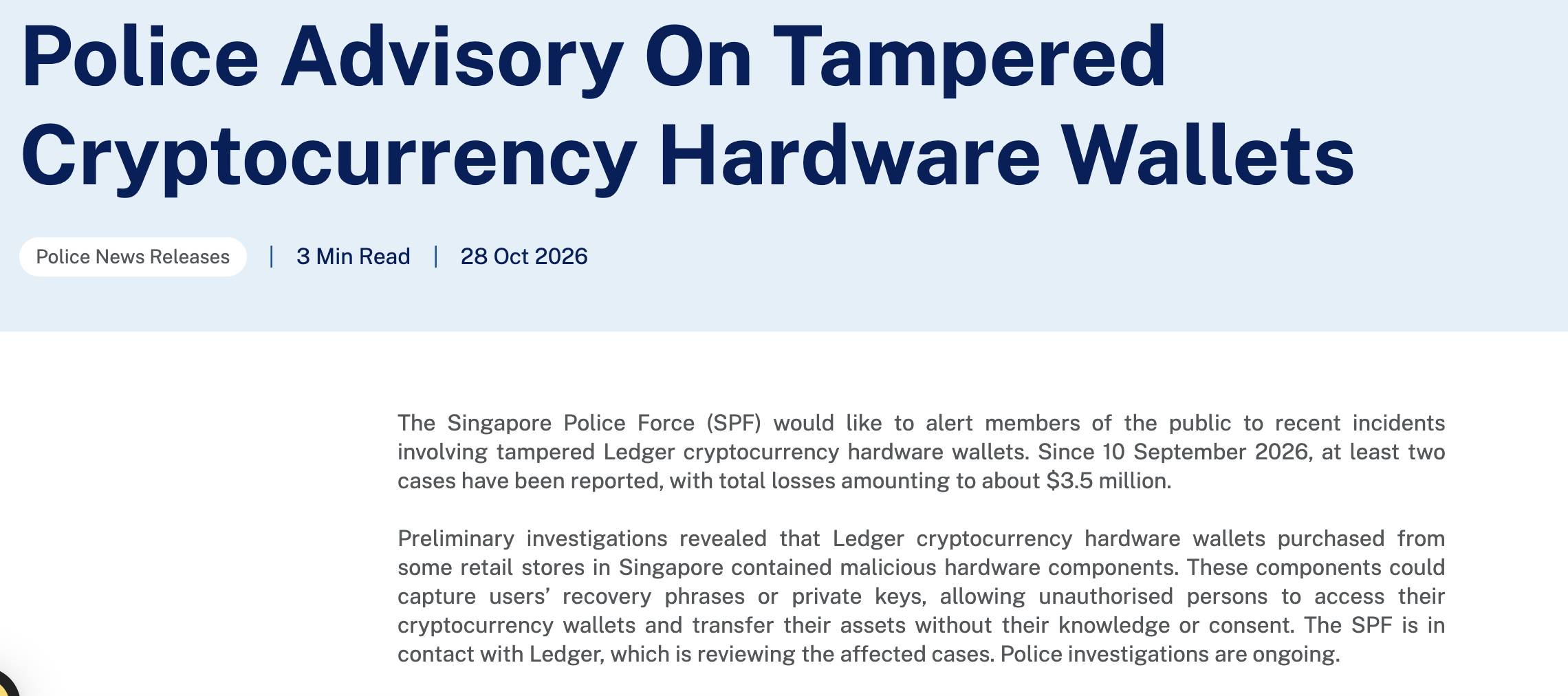 Singapore phát hiện thêm 2 vụ việc ví Ledger bị gắn thiết bị lạ image 1