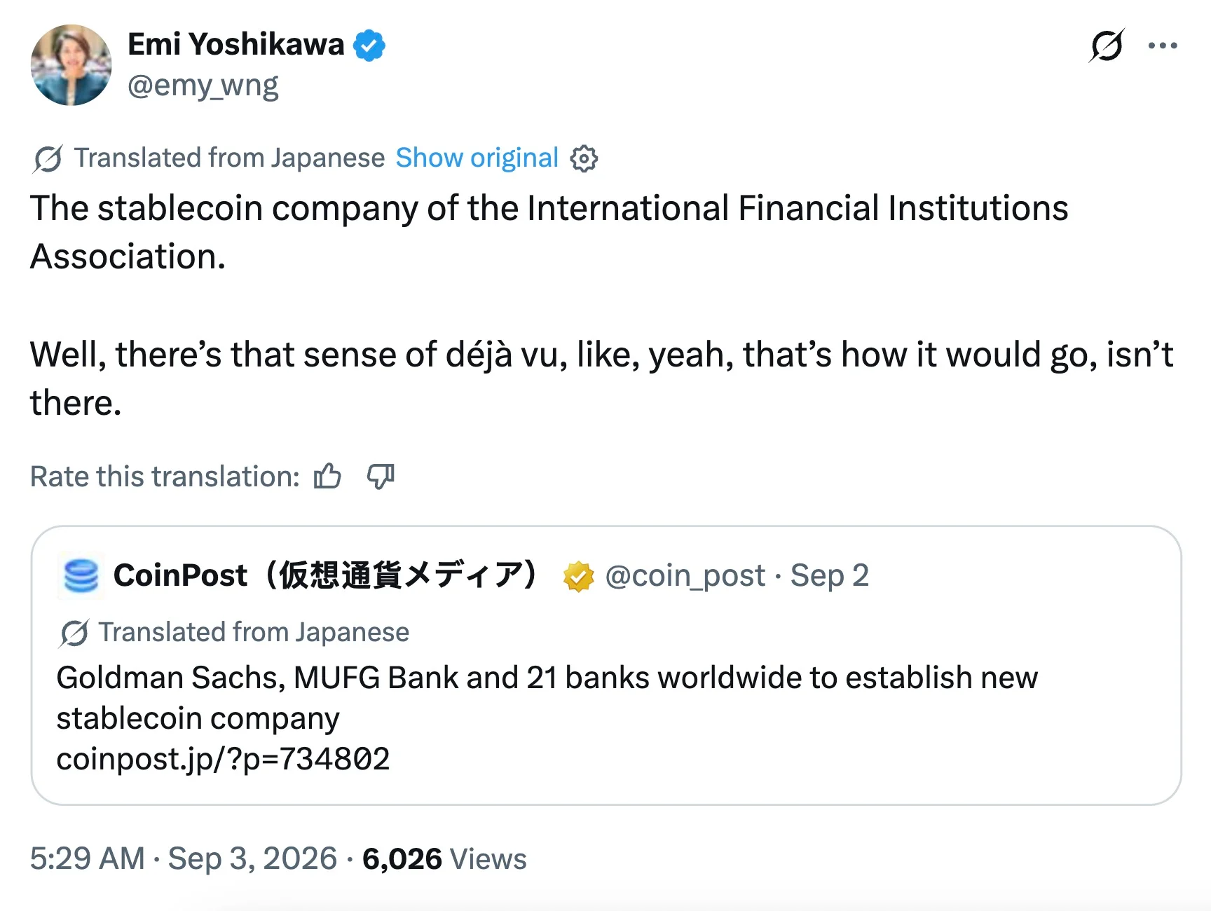 Why Ex-Ripple Vice President Has 'Déjà Vu' Over Goldman Sachs' New Bank-Backed Stablecoin