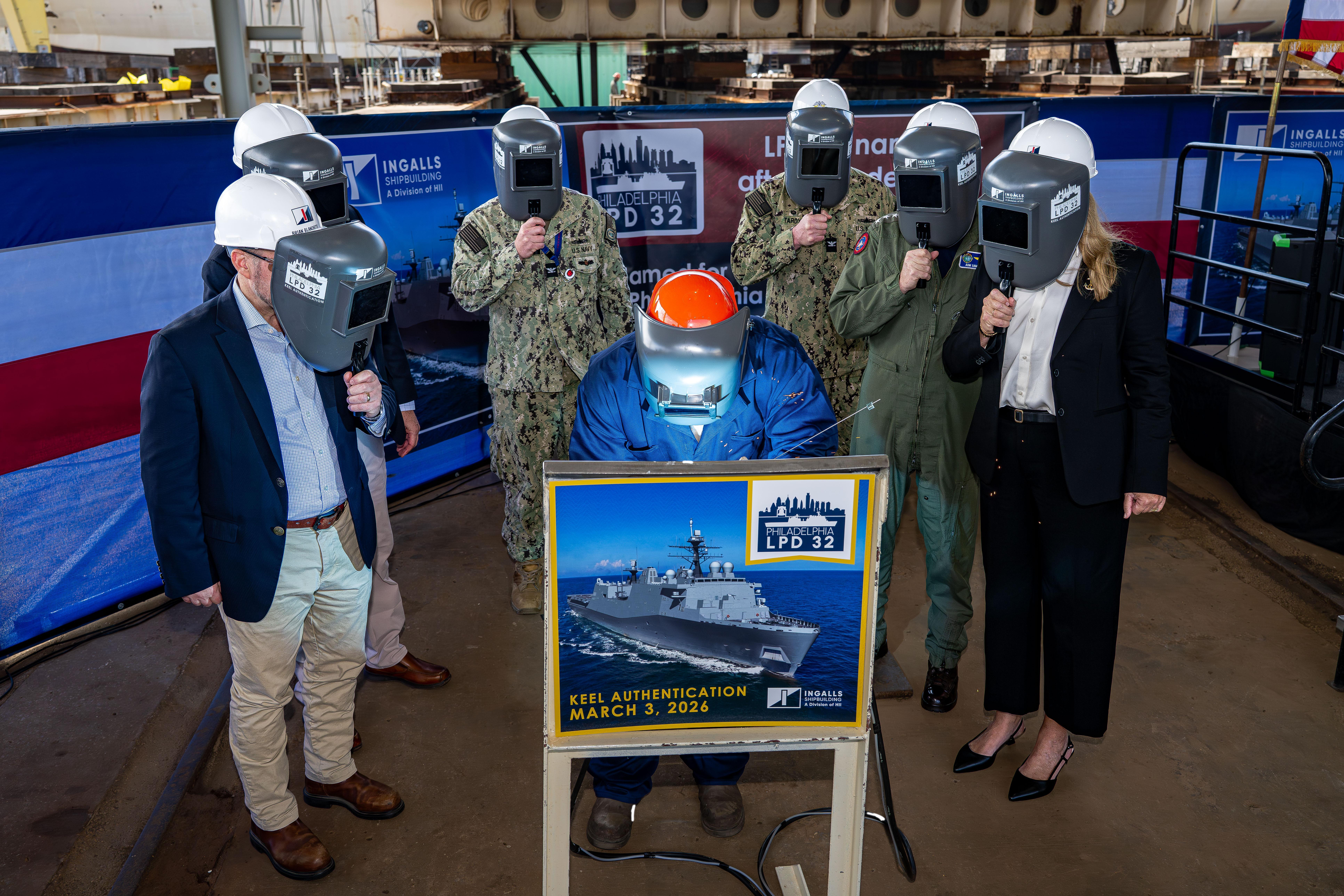 HII's Ingalls Shipbuilding Authenticates Keel of Philadelphia (LPD 32) image 0