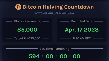 Bitcoin Halving Countdown: 85,000 Blocks Left — Event Projected for April 17, 2028